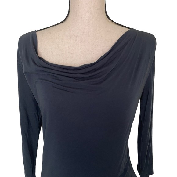 MAJESTIC PARIS NEIMAN MARCUS EXTRAFINE SUPERWASHED COWL NECK 3/4 SLEEVE TOP 3 L - Picture 2 of 7